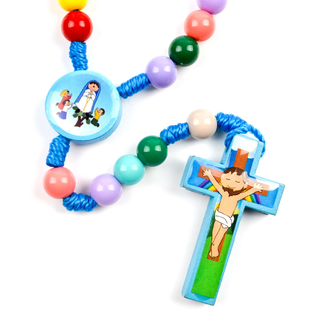Children Rosary Blue Cord Wood Fatima Father Beads Boy Girl Gift | Украшения и аксессуары