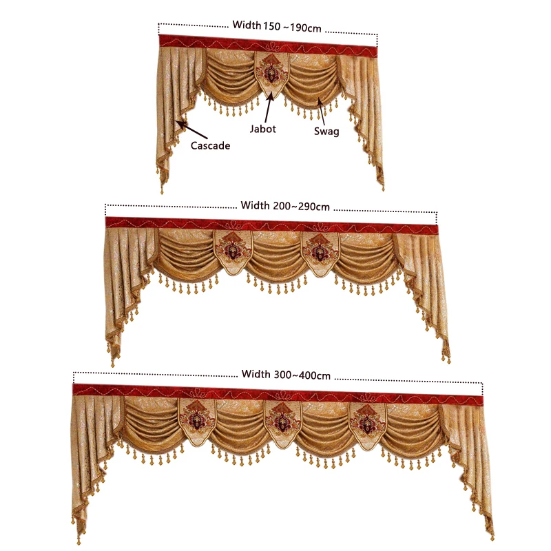 

Luxury Valance customized for living room bedroom kitchen villa window curtain top (not included curtain and tulle)