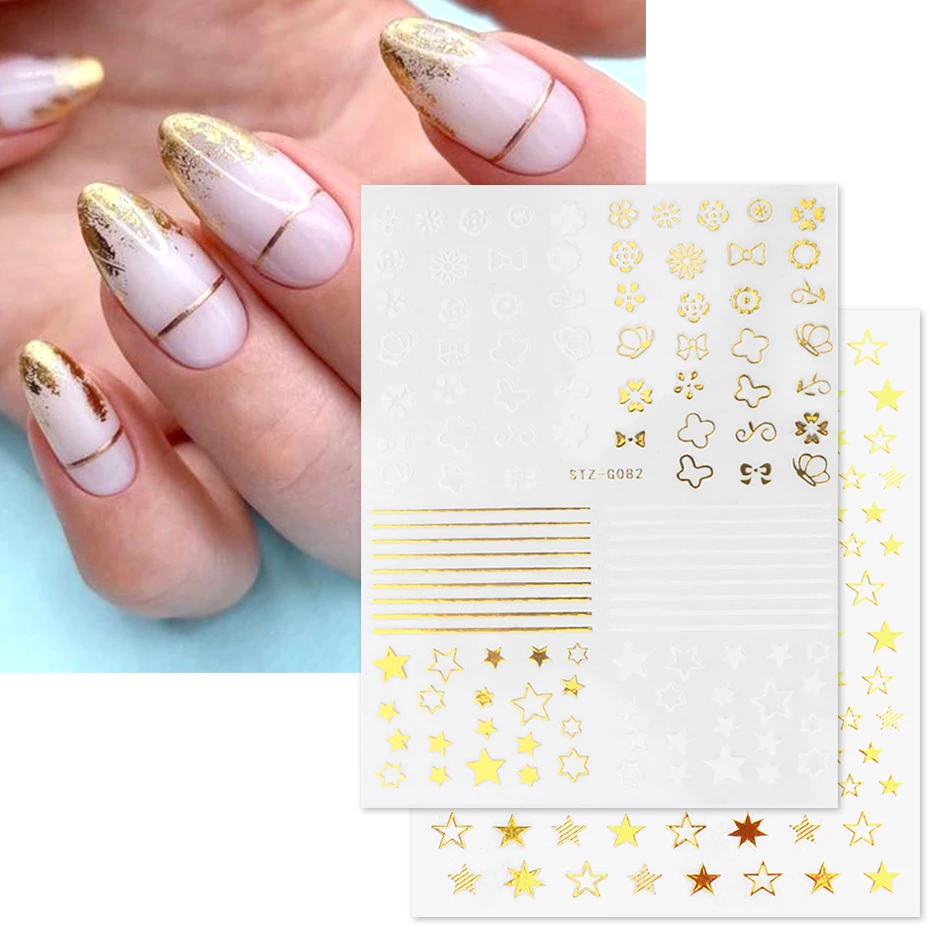 

1pcs Gold Silver Sliders 3D Nail Stickers Straight Curved Liners Stripe Tape Wraps Geometric Nail Art Decorations BESTZG001-013