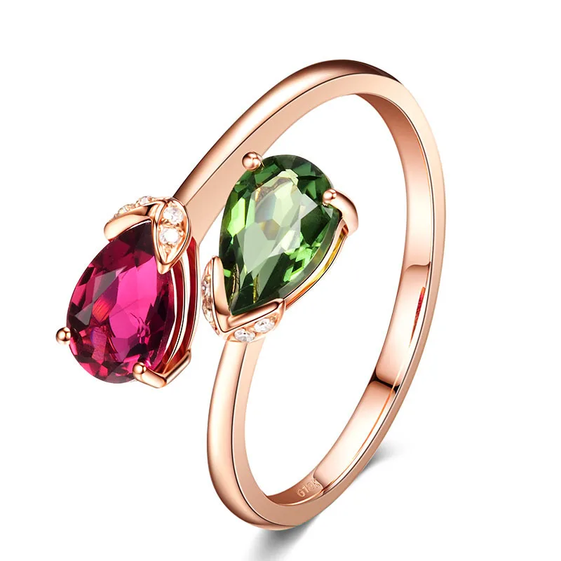 

Megin D Rose Gold Plated Red Green Drop Crystal Luxury Stone Zircon Vintage Boho Rings for Women Couple Friends Gift Jewelry Ane