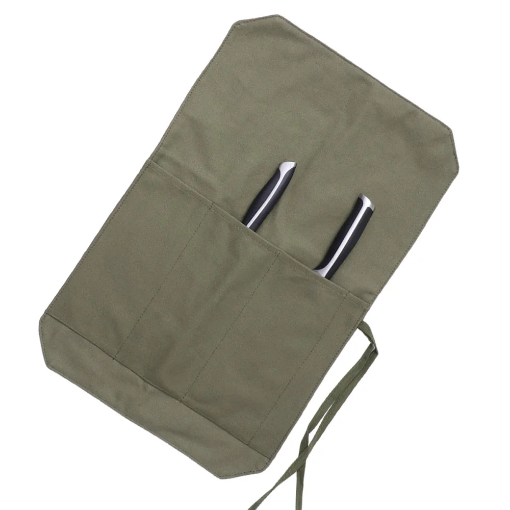 

A Chef's Roll Bag Portable Travel Chef Case Carrier Storage Bag with 4 Slots (Black)