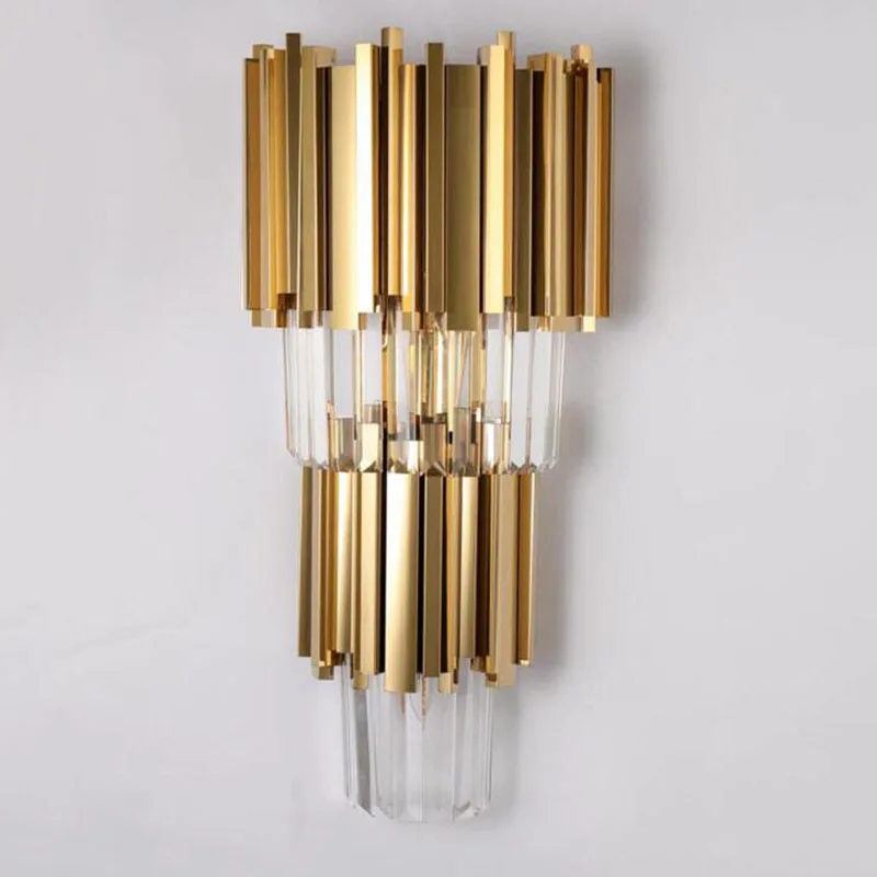 

New design luxury crystal wall lamp luster gold applique wall fixture modern home LED wall lamp