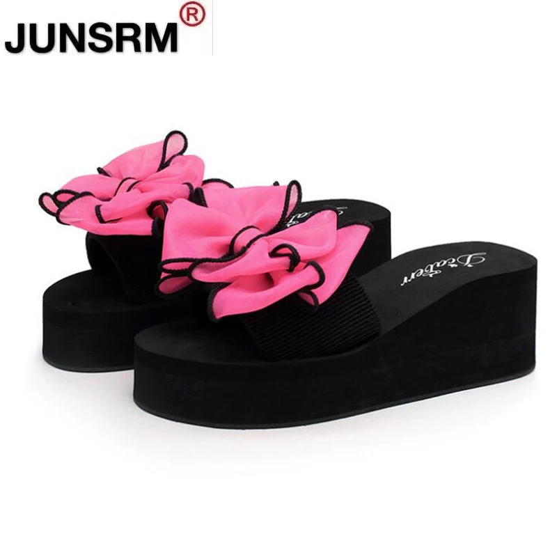 

Women Bow Summer Sandals Slipper Indoor Outdoor Beach Shoes summer women's shoes flip flops on the platform