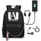 Рюкзак для мальчиков My Hero Academia, Холщовый, с USB-разъемом для зарядки, с изображением животных, для путешествий, для студентов
