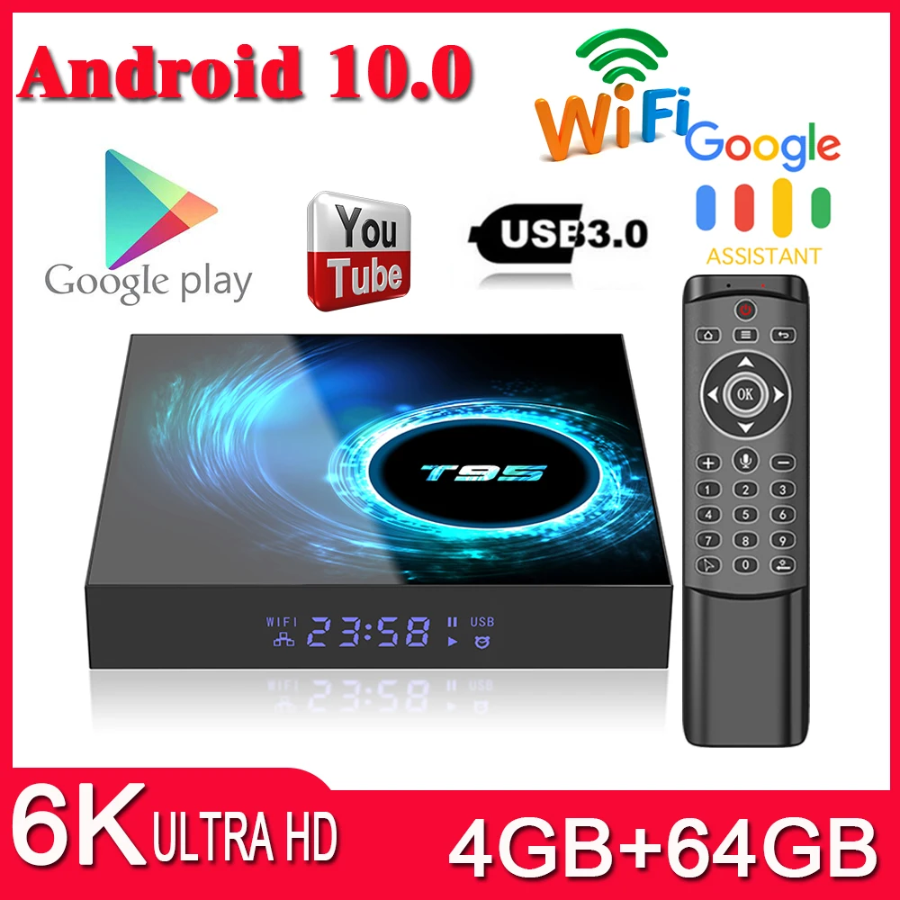 T95 Smart TV BOX Android 10 0 4 Гб 64 Allwinner H616 четырехъядерный 1080P H.265 4K медиаплеер 6K