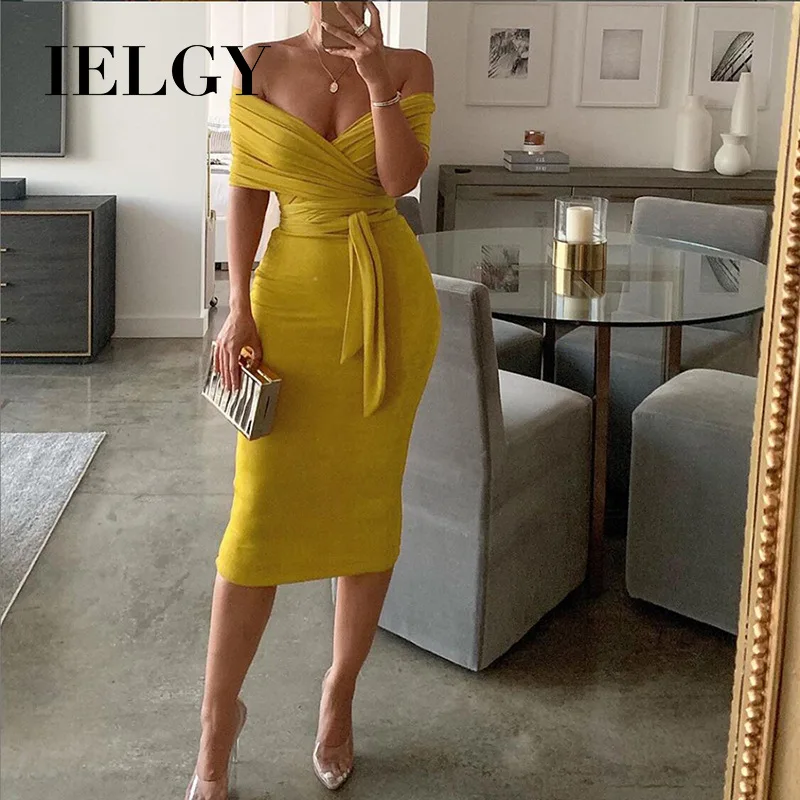 

IELGY Autumn and winter T-shirt high waist bag hip sexy skirt suit women