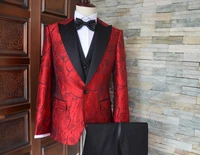 sedboj print wedding suit blue man jacket and black pants tailor suit custom made man suit stage wear clothes