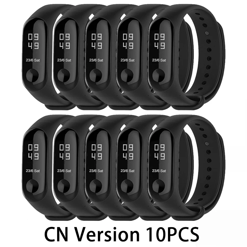 10pcs CN version Origina Xiaomi mi Band 3 умный Браслет фитнес-браслет большой сенсорный экран OLED частота сердечных сокращений сообщения Smartband mi Band F2 - Цвет: 10pcs CN version