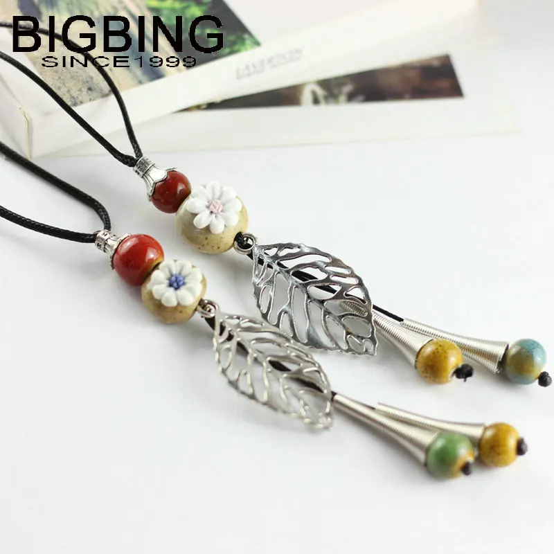 Y025 BIGBING модные ювелирные изделия ручной вязки керамические бусы цветок лист