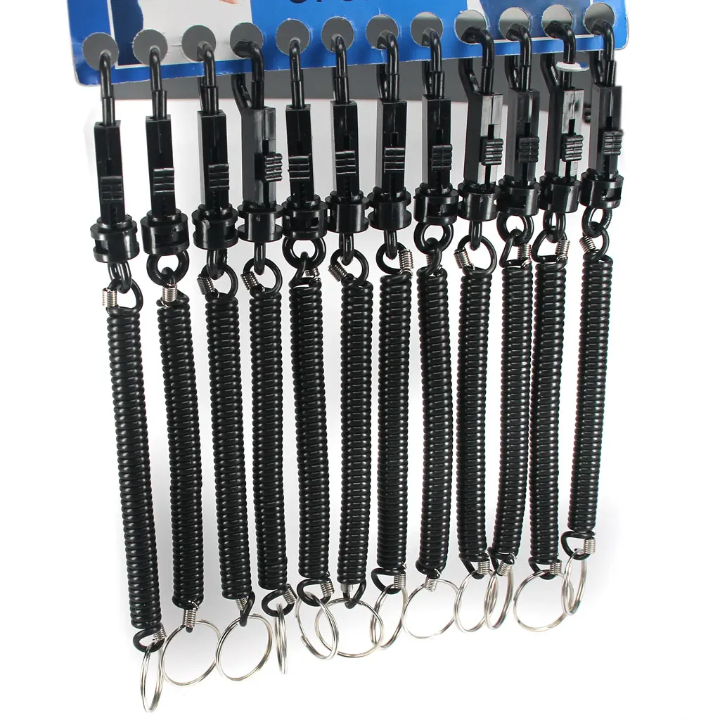 12 черный спиральный пластиковый брелок растягивающийся держатель для