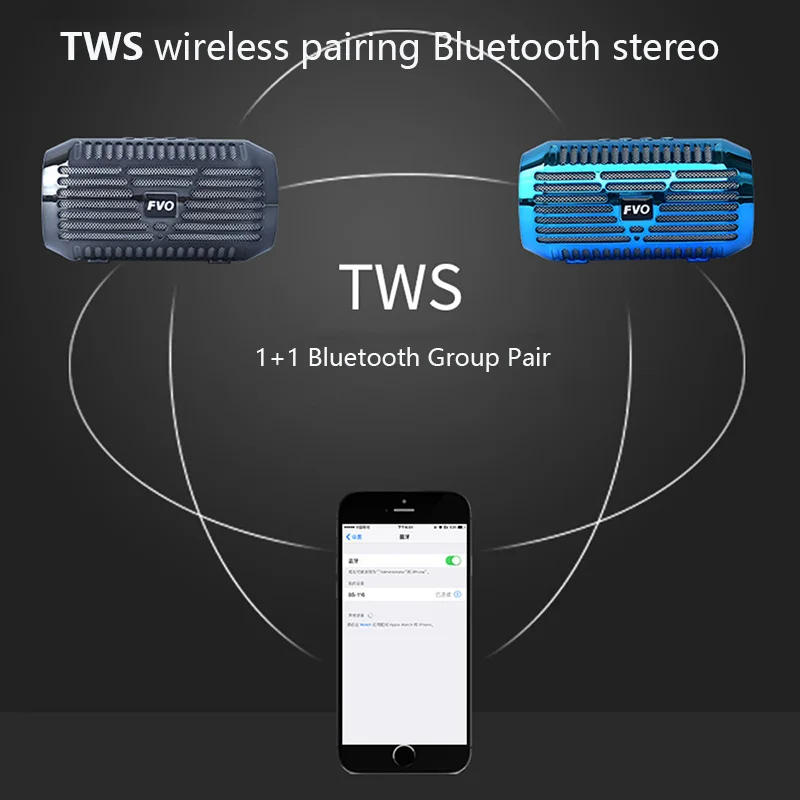 Портативная Bluetooth колонка стерео мини с FM радио USB SD картой AUX MP3 воспроизведение