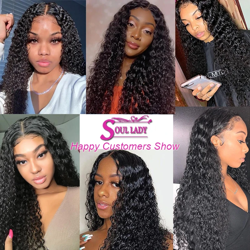 SoulLady Джерри вьющиеся Синтетические волосы на кружеве человеческих волос парики