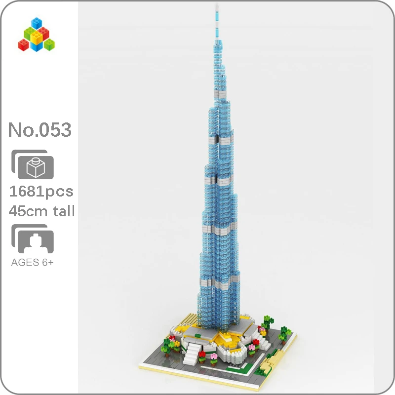 

CB YZ 053 World Famous Architecture Burj Khalifa Tower 3D Model DIY Mini Diamond Blocks Bricks Building Toy For Children No Box