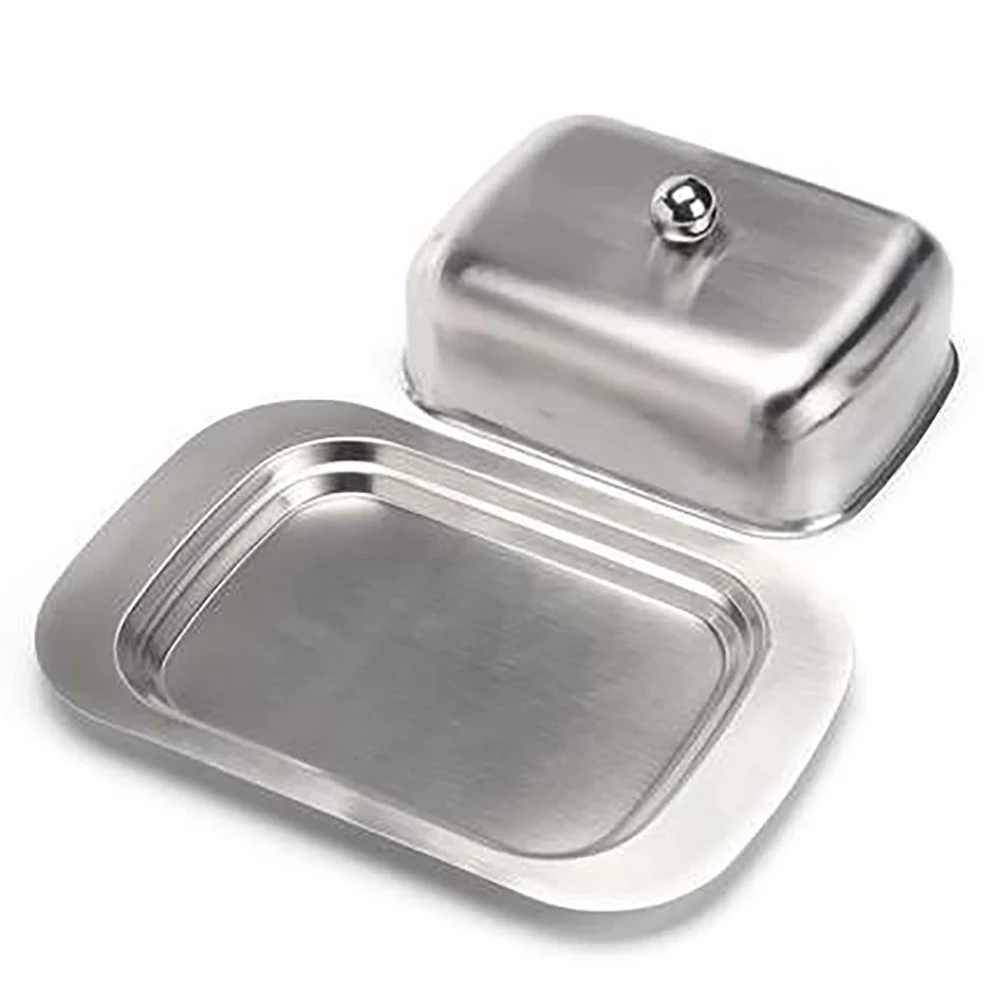 Oval Stainless Steel Butter Dish Box Container Shiny Cheese Server Storage Keeper Tray With Easy To Hold Lid | Дом и сад