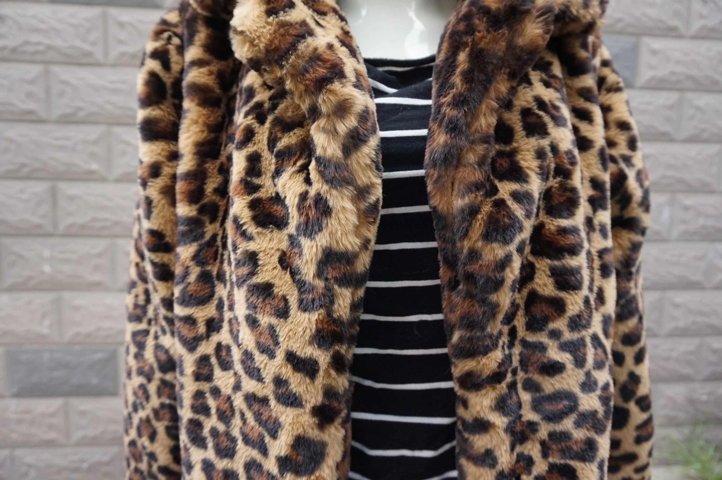 

GTGYFF Leopard Print Maxi Long Fake Fur coat Autumn Winter Women Warm Artificial Outerwear Clothes With Collar S-3XL Customize