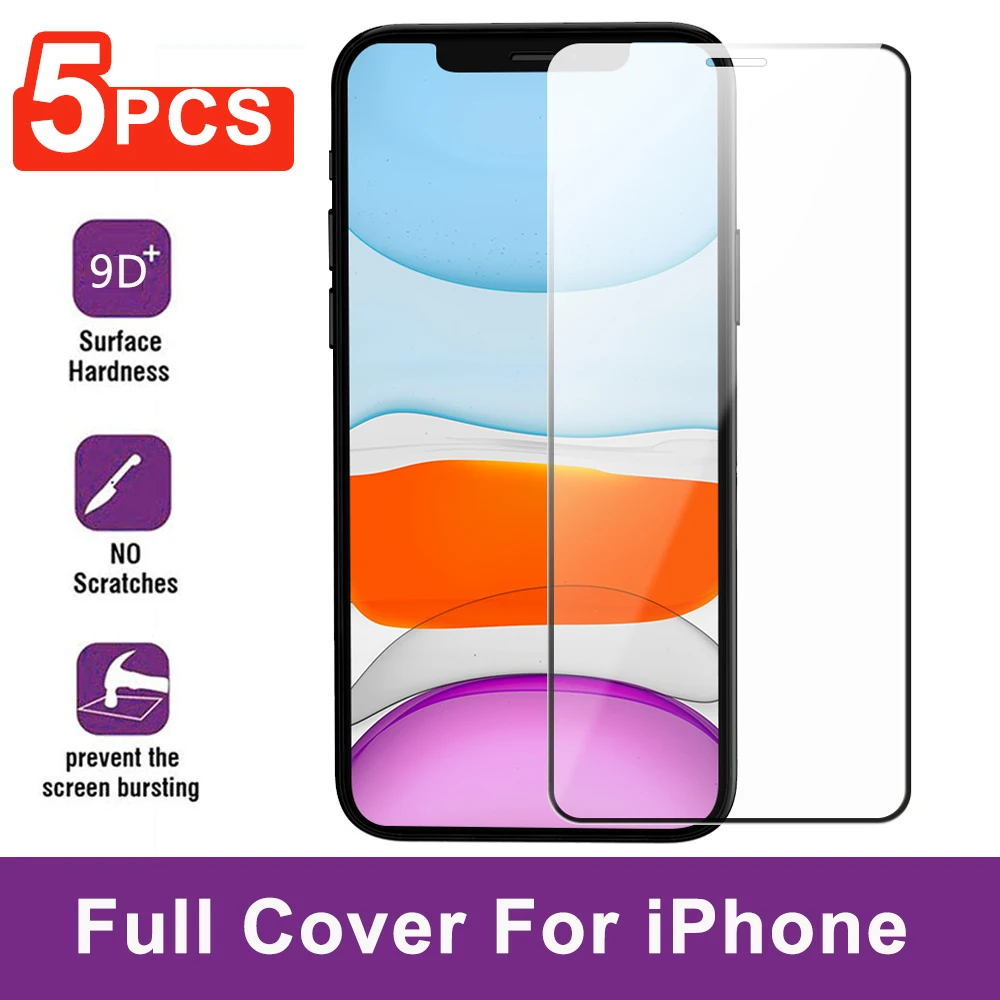 Полное покрытие закаленное стекло для iPhone X XS Max XR защита экрана 11 Pro 6 6s 7 8 Plus 5 5S 5C SE