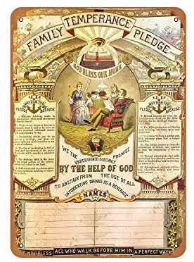 

Rustic Family Temperance Pledge Vintage Look Metal Sign