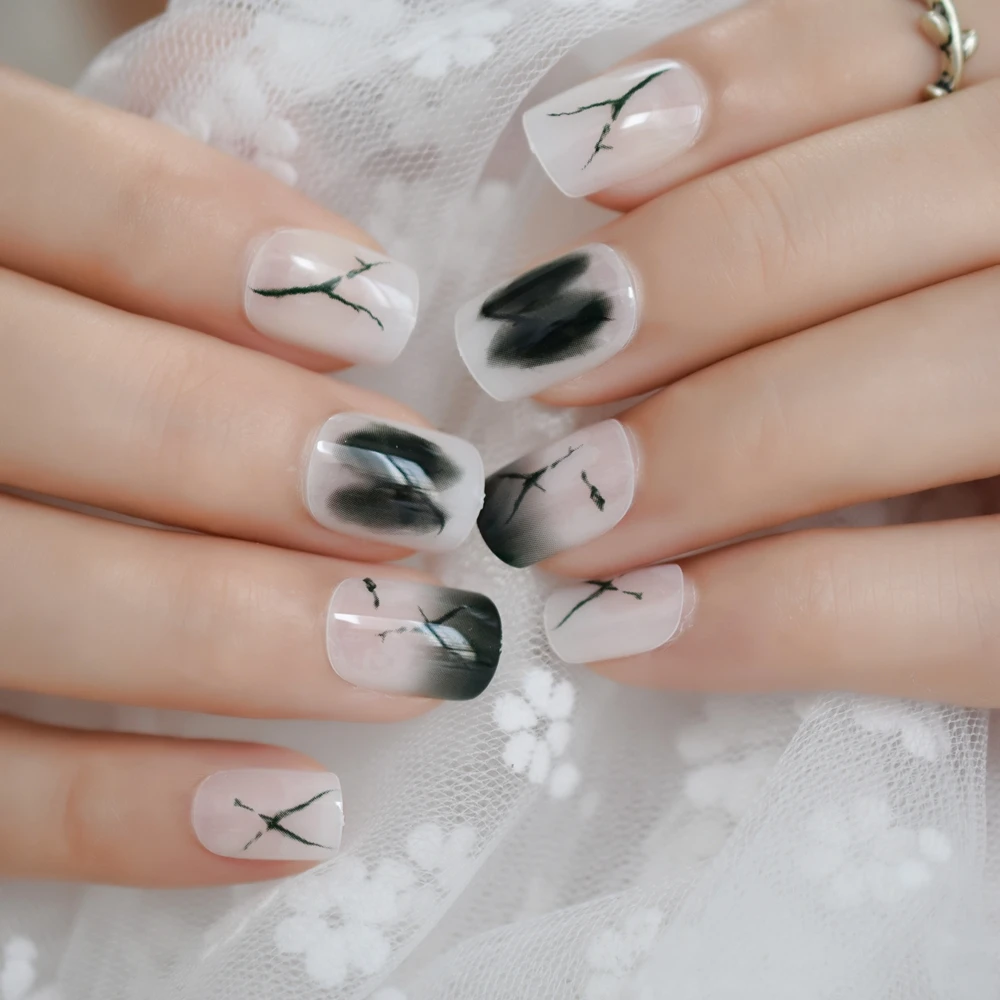 Выцветающие накладные ногти Короткие молочные белые дамские для ежедневного