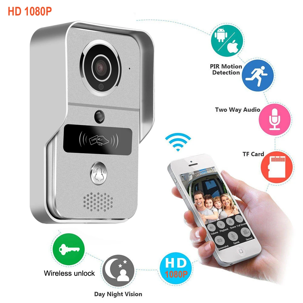 Умный 1080P домашний WiFi видео домофон дверной звонок беспроводной