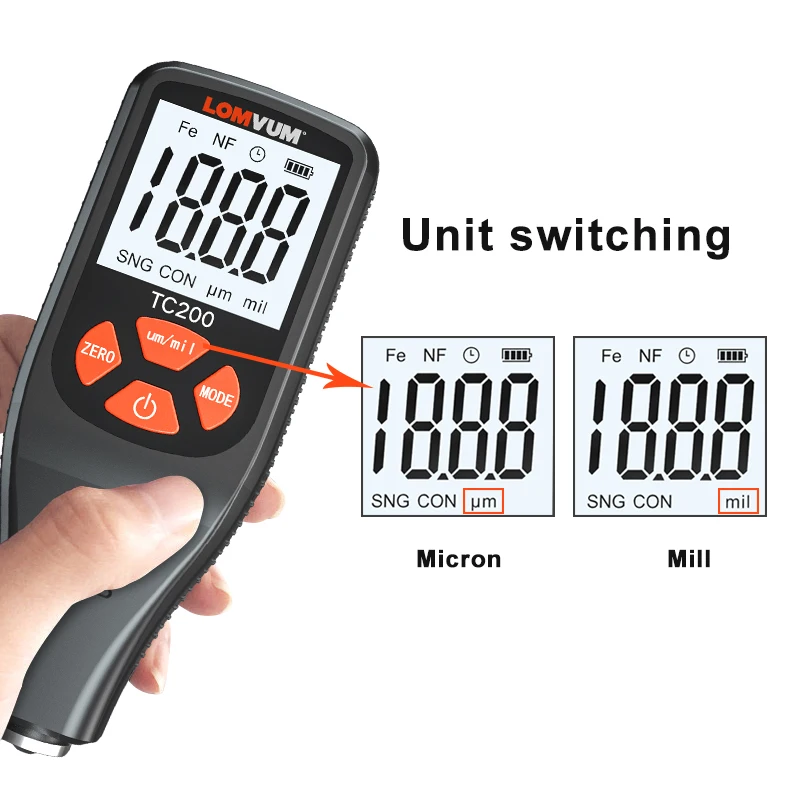 LOMVUM автомобильный толщиномер измеритель толщины покрытия краски из металла с
