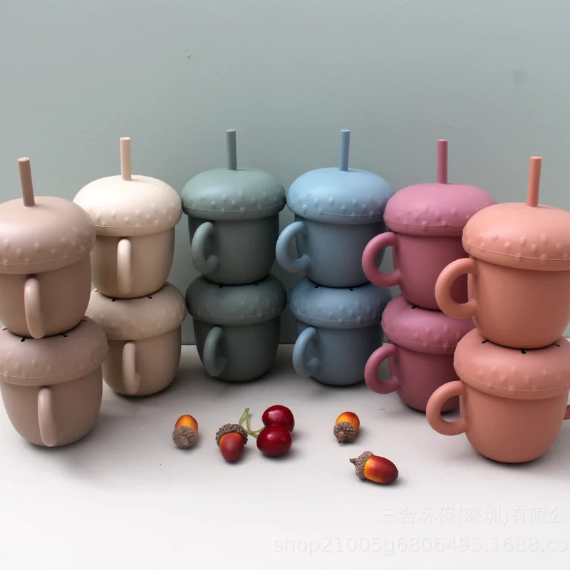 

Silicon Sippy Cup Trainer Straw Cups for Baby Toddler and Child Feeding With 2 Handles Dropship Kitchen