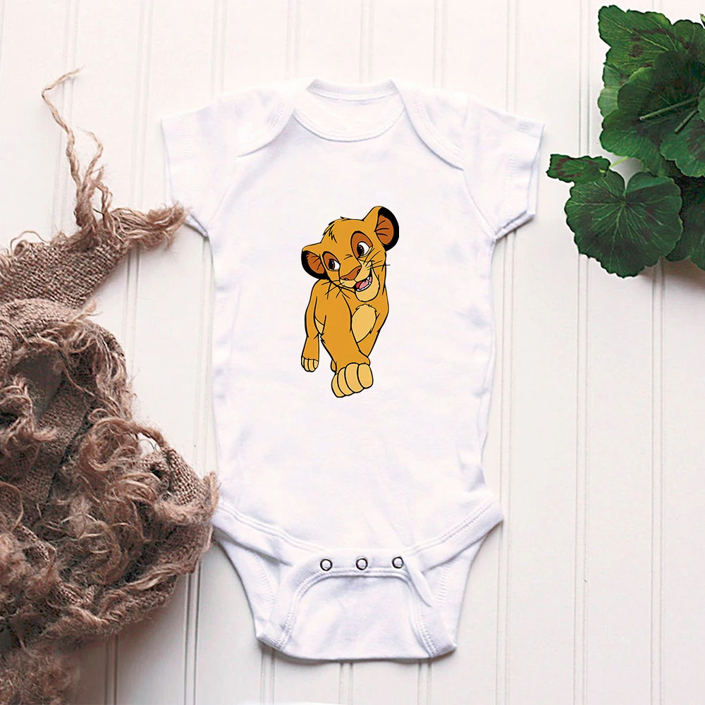 Baby Romper Cartoon The Lion King Kawaii Simba Fashion Toddler Clothes Harajuku Short Sleeve Newborn Bodysuit Infant Jumpsuits