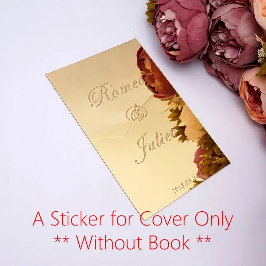 Custom The Mirror Cover For Guest Book , Cover of Guestbook Album , Acrylic Mirror Sticker ,Check in Book Cover Wedding Gift