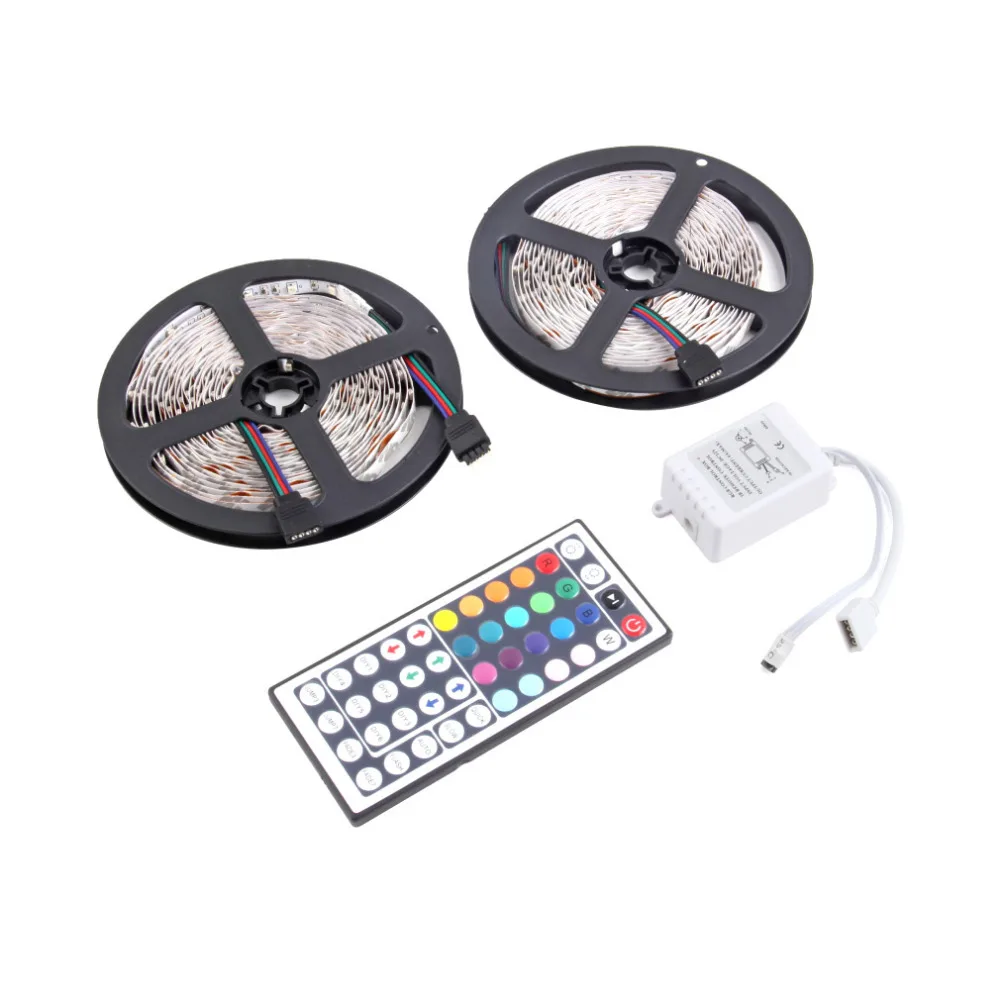 10 м 600 светодиодный S 3528 SMD RGB 2X 5 светильник полосы + 44 клавишный ИК пульт