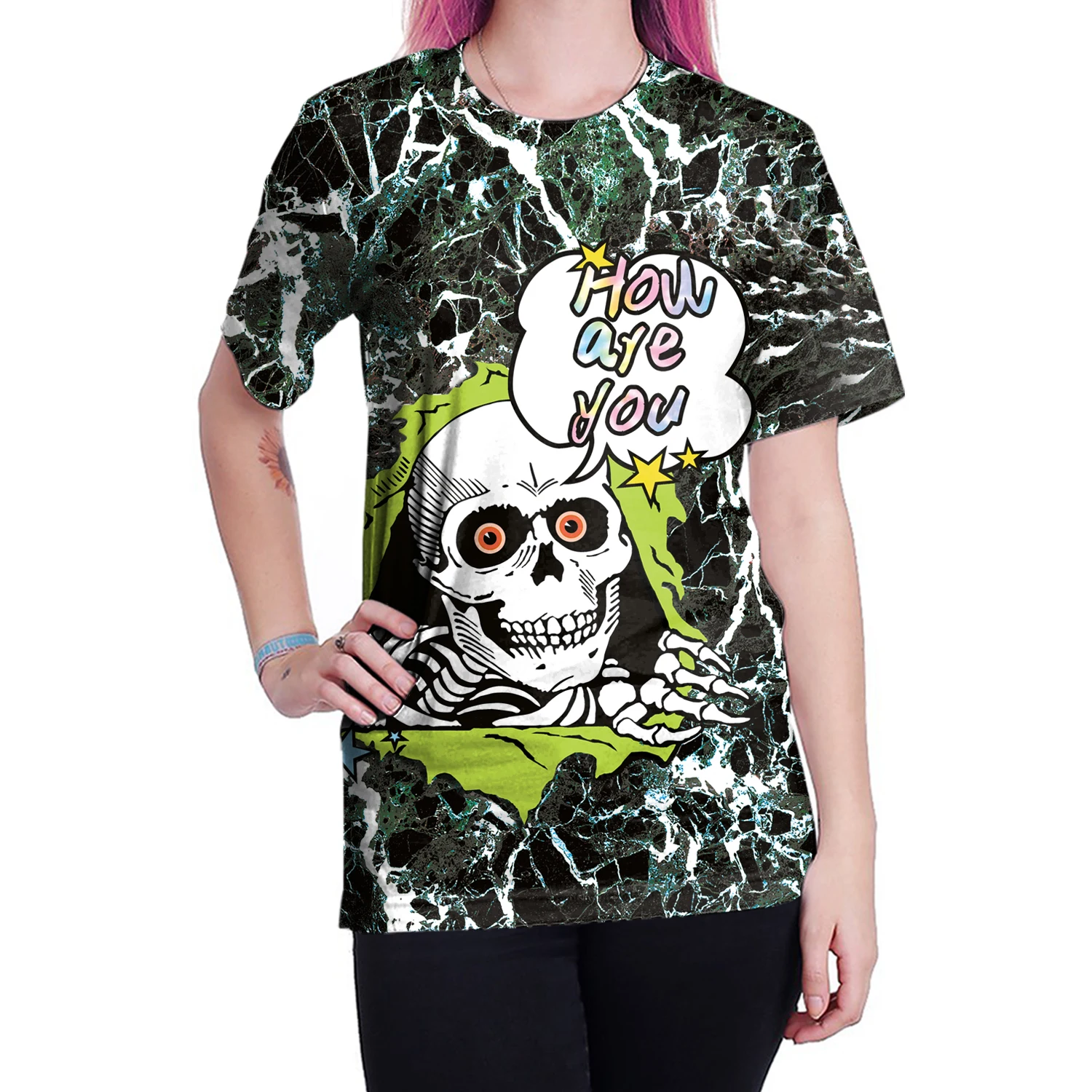 Armorhero Hello Skull женские футболки Харадзюку стиль свободный тройник Топ Повседневный
