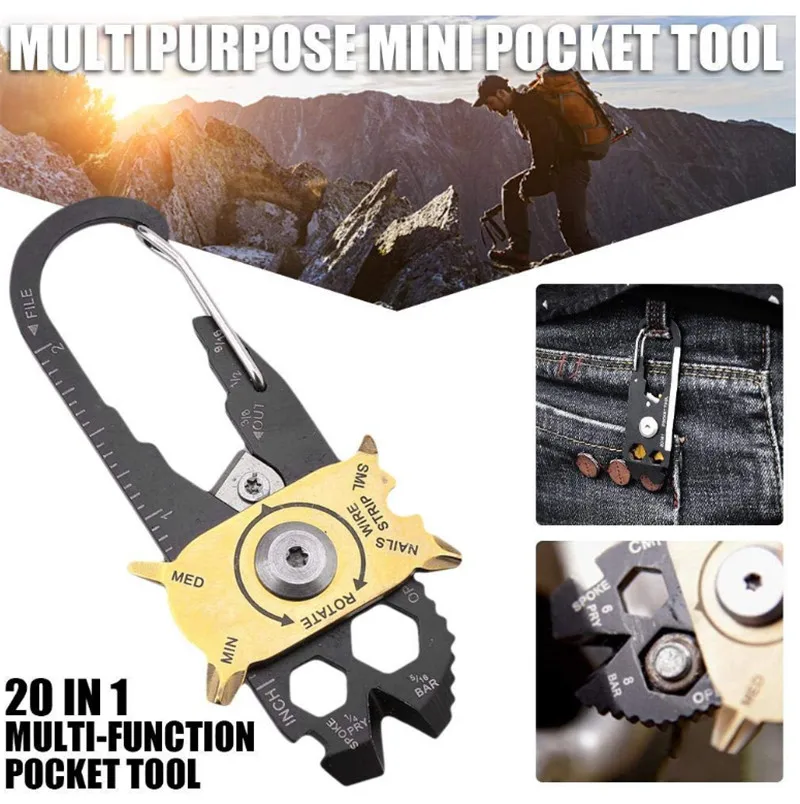 20 в 1 Мини-гаджет Fixr EDC Многофункциональный Карабин инструмент карман для ключей