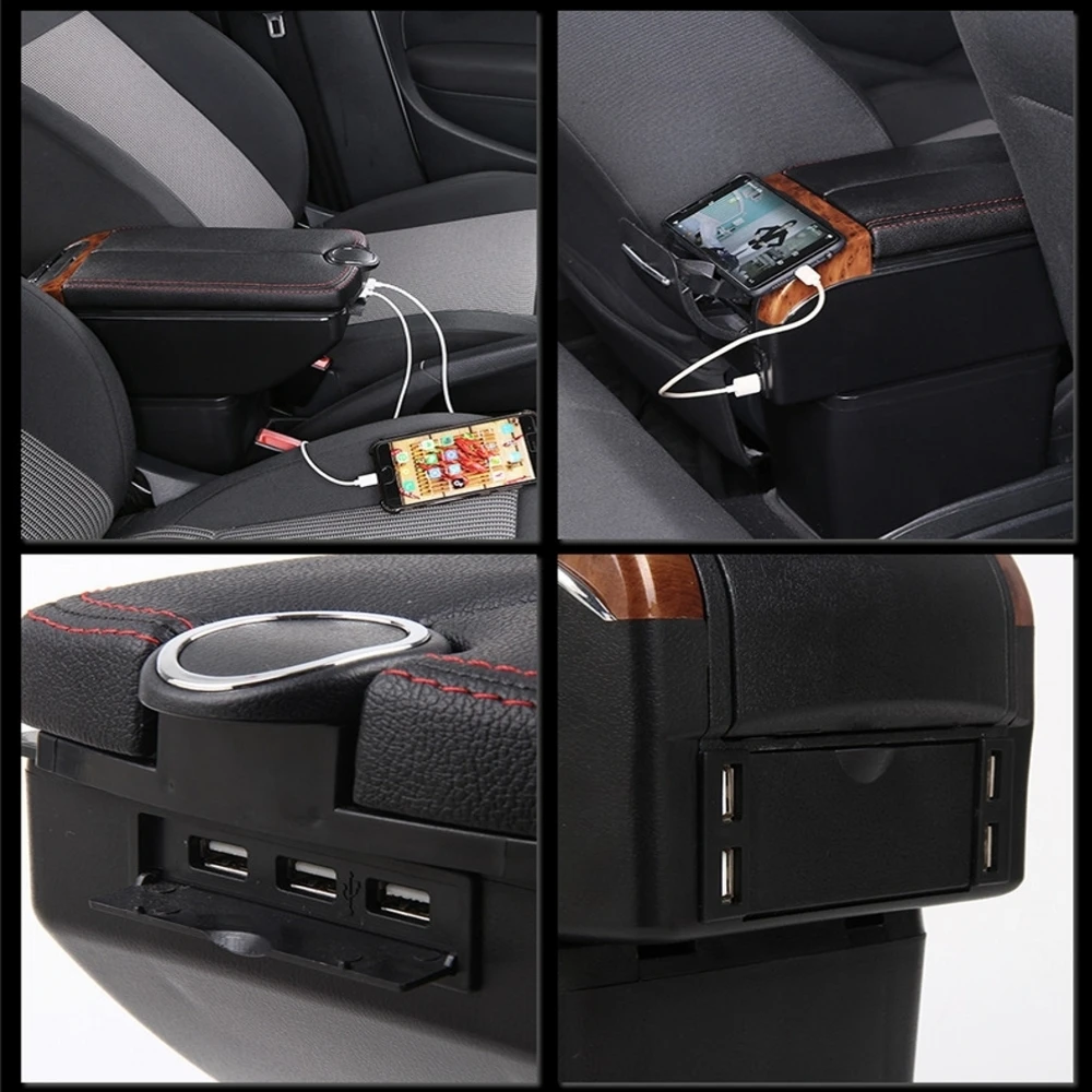 for city armrest box 2007 2014 armrest double doors open 7usb centre console storage box arm rest free global shipping