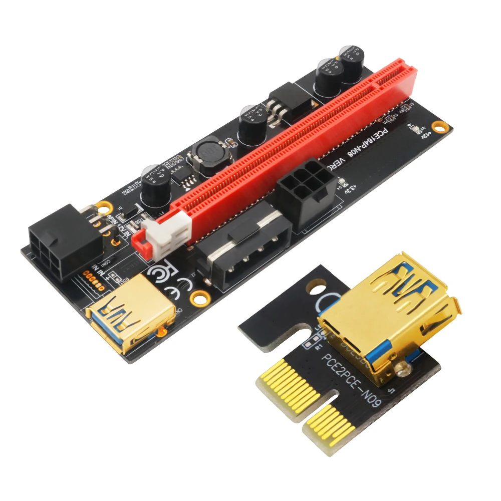 

Улучшенная версия PCI-E Riser 009 1X 4x 8x 16x расширитель PCI-E USB Riser 009S двойная 6-контактная Адаптерная карта для майнера BTC