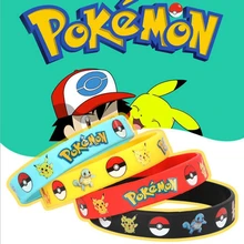 TAKARA TOMY Pokemon Pikachu Silicone Bracelet cute Anime Cartoon Bracelet Pocket Elf Wristband Bracelet  Kawaii Kids Toy Gift