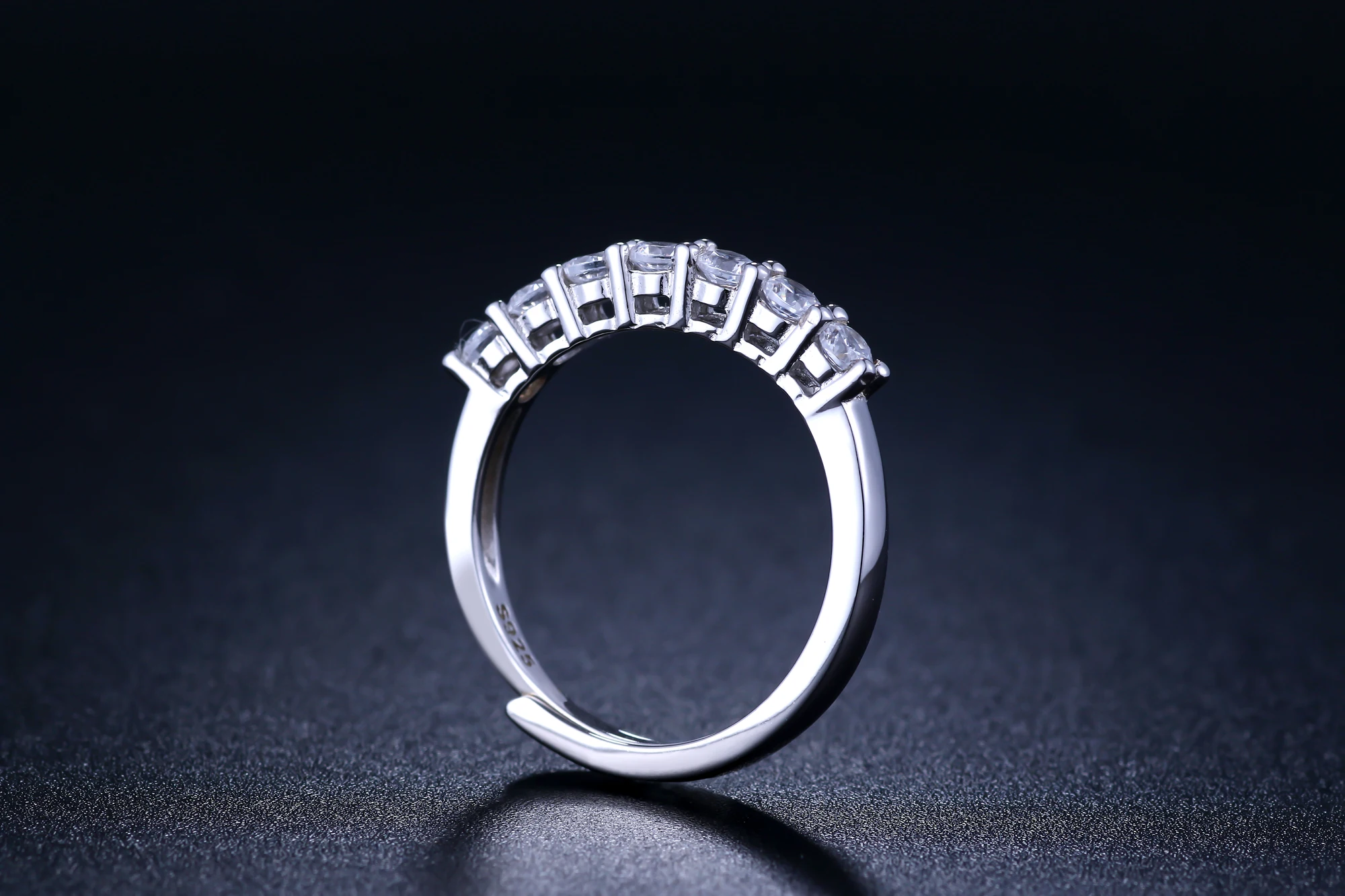 Круглое серебряное кольцо с муассанитом роскошное для женщин. Регулируемое S925 |