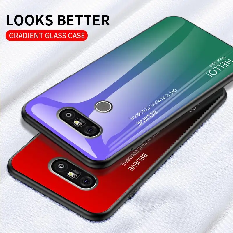 Градиентный стеклянный чехол для LG G8 Thinq G7 G5 G6 телефона силиконовый бампер