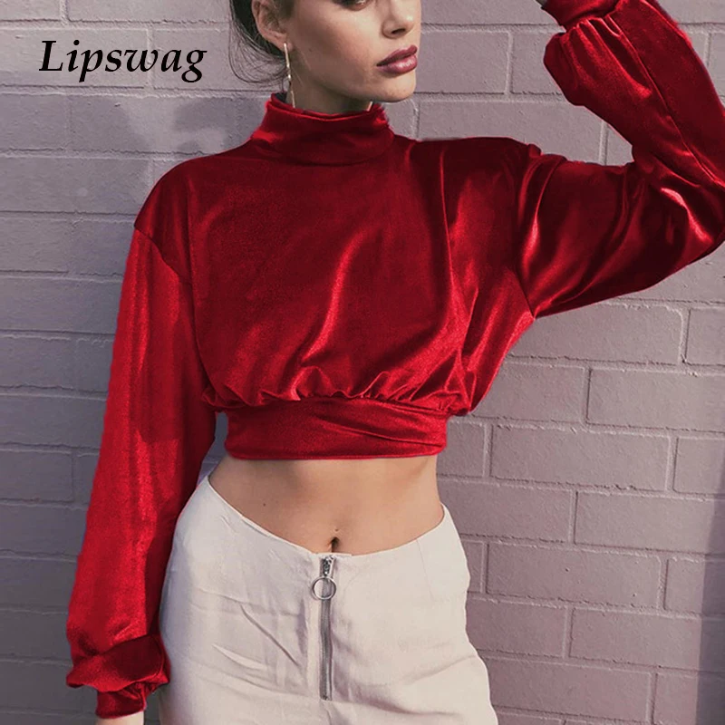 

Женский бархатный свитер с высоким воротником, облегающий пуловер оверсайз с длинным рукавом и высоким воротником, в Корейском стиле, зима