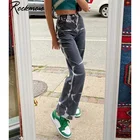 Rockmore прямые брюки с принтом галстука-красителя женские джинсы эстетические брюки с высокой талией уличная одежда Harajuku мешковатые джинсовые Капри