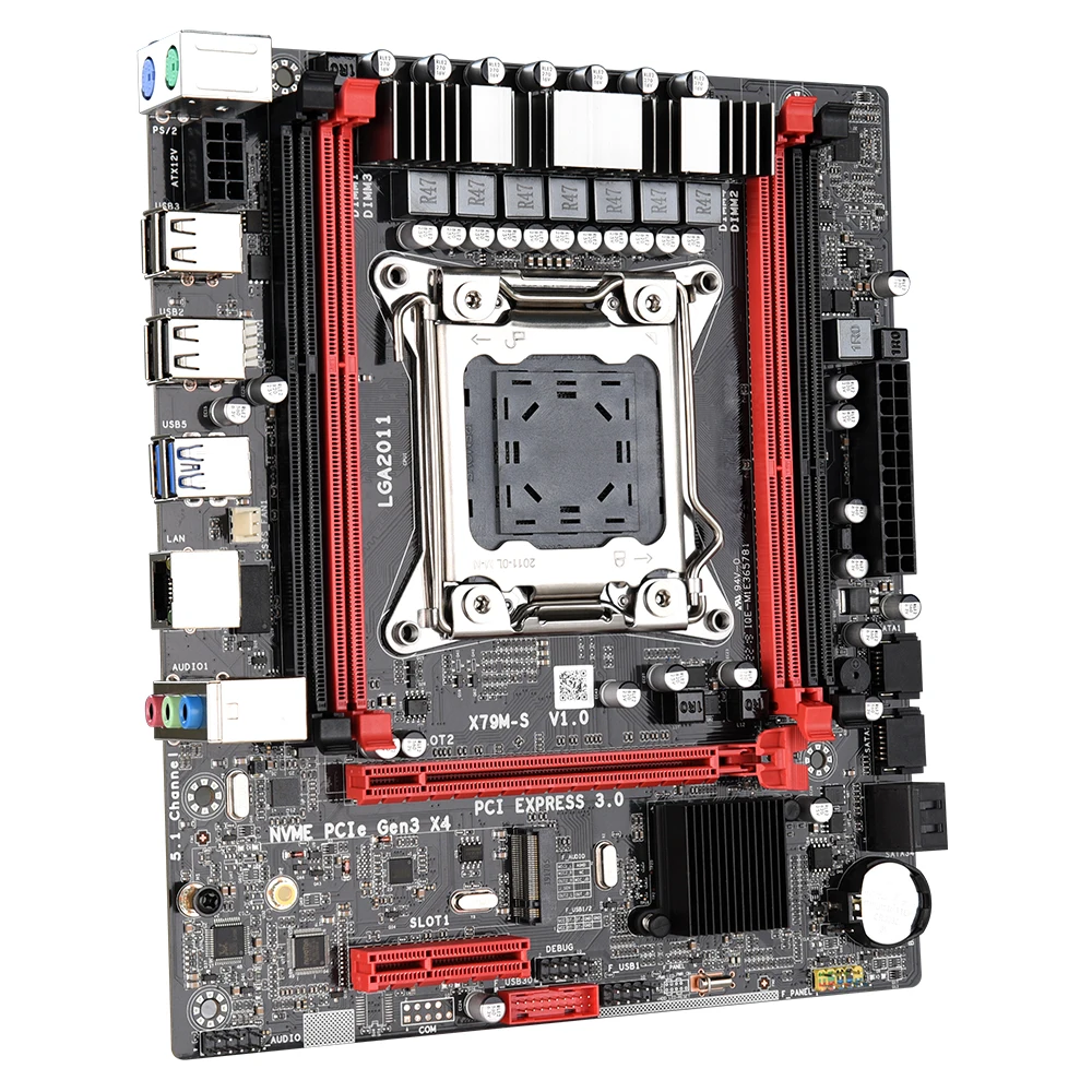 X79M-S LGA 2011 двухканальная материнская плата DDR3 64G RAM M.2 NVME SATA III USB 3 0 Поддержка Xeon v1 V2 E5