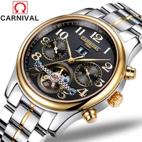 carnival 2021 new fashion casual mens calendar week month display mechanical hollow flywheel automatic waterproof watches
