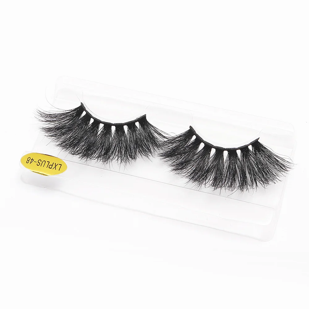 

5D Mink False Eyelshes 25mm Thick Long Soft Natural Russian Volume Eyelash Extension Makeup 1 Pair With Plastic Tray