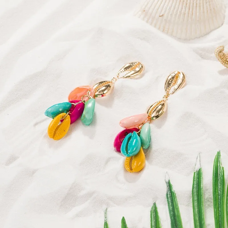 Женские пляжные висячие серьги JOUVAL большие с жемчужинами для отдыха
