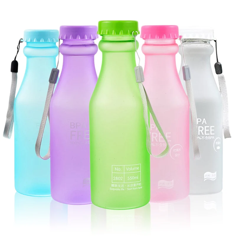 

550mL Candy Color Water Bottle Plastic Cup Matte Portable Fall Resistant Drop Water Cup Sports Bottle For Travel Camping