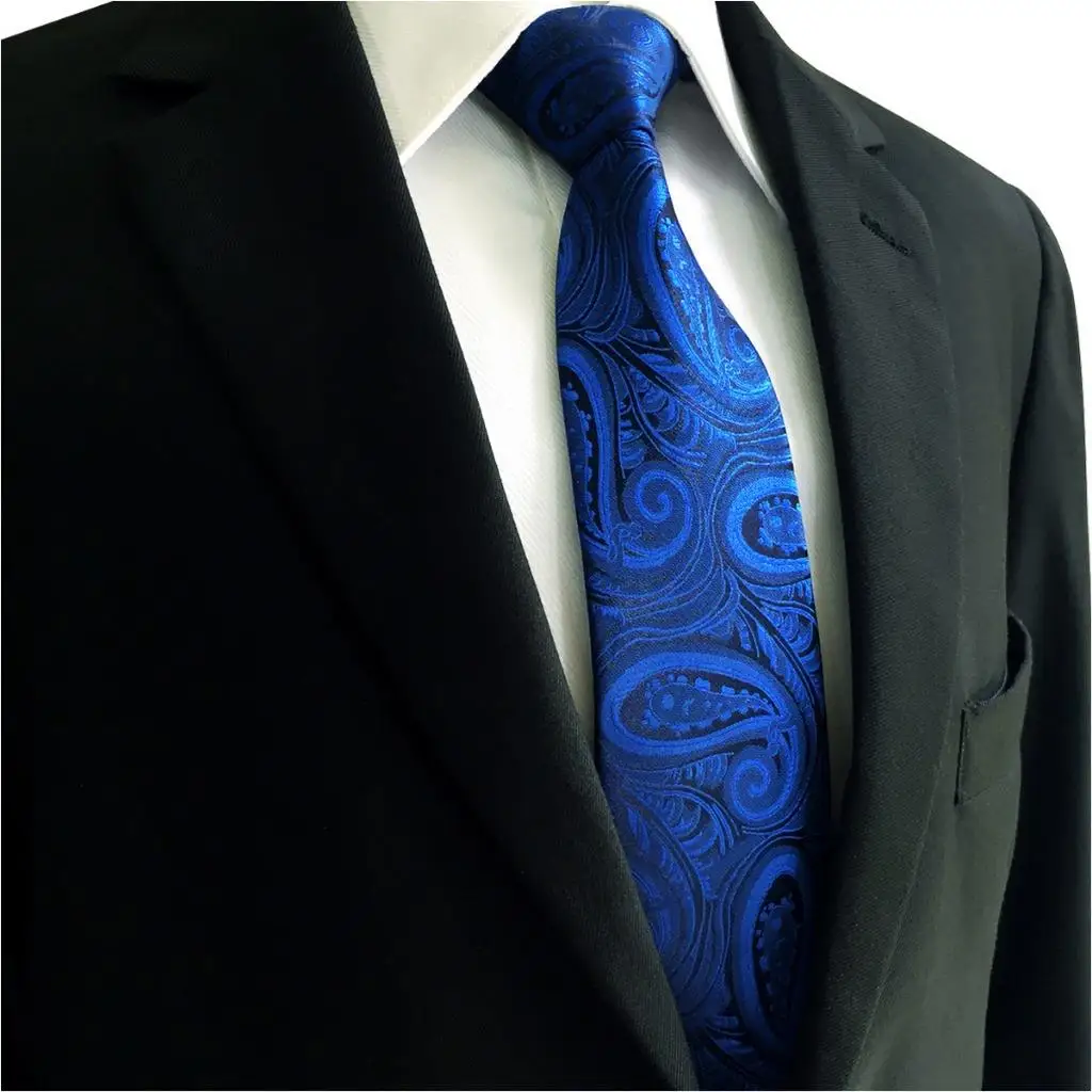 Синий Пейсли мужской галстук комплект шелковое модное дизайнерское платье