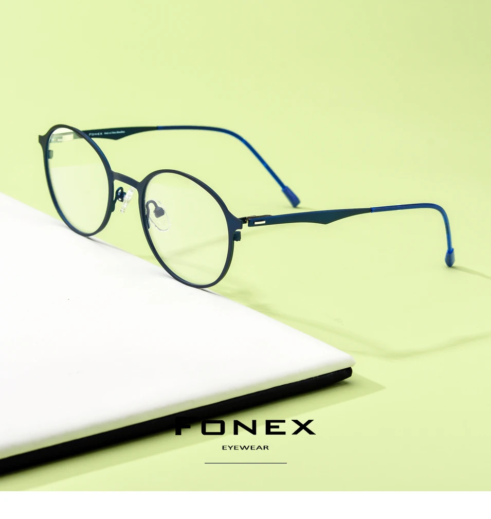 FONEX, сплав, круглые очки, мужские, ультралегкие, для глаз, очки для женщин, по рецепту, близорукость, оптические очки, оправа, Безвинтовые очки