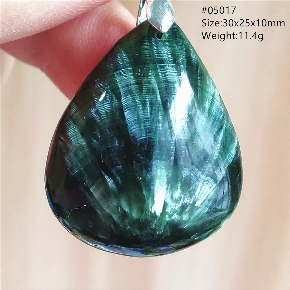 Натуральный зеленый Серафинит ожерелье женский кулон камень капля воды Кристалл