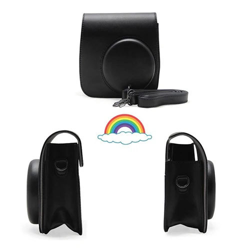 Retro black Fujifilm Instax Mini camera Bag ColorfuI мгновенный аксессуар для камеры из искусственной кожи чехол с плечевым ремнем для Instax Mini 9 Min8 8 - Цвет: Retro black