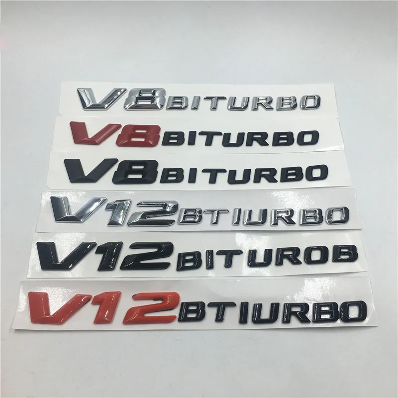 

Эмблема на задние буквы V8 V12 BITURBO автомобильные наклейки-логотипы для Mercedes Benz Cla W203 W204 W211 W176 W124 W212 W210 JDM