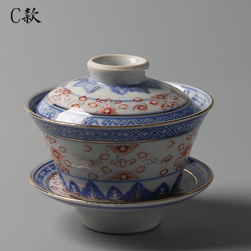 Фарфоровый чайный сервиз Jingdezhen классический изысканный набор белого и голубого