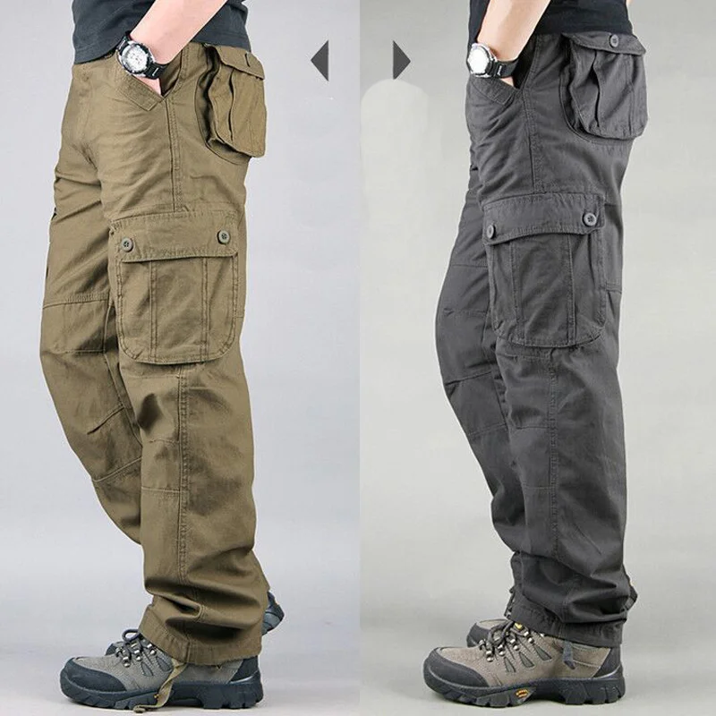 Брюки-карго мужские из размера плюс хлопка с множеством карманов | Мужская одежда