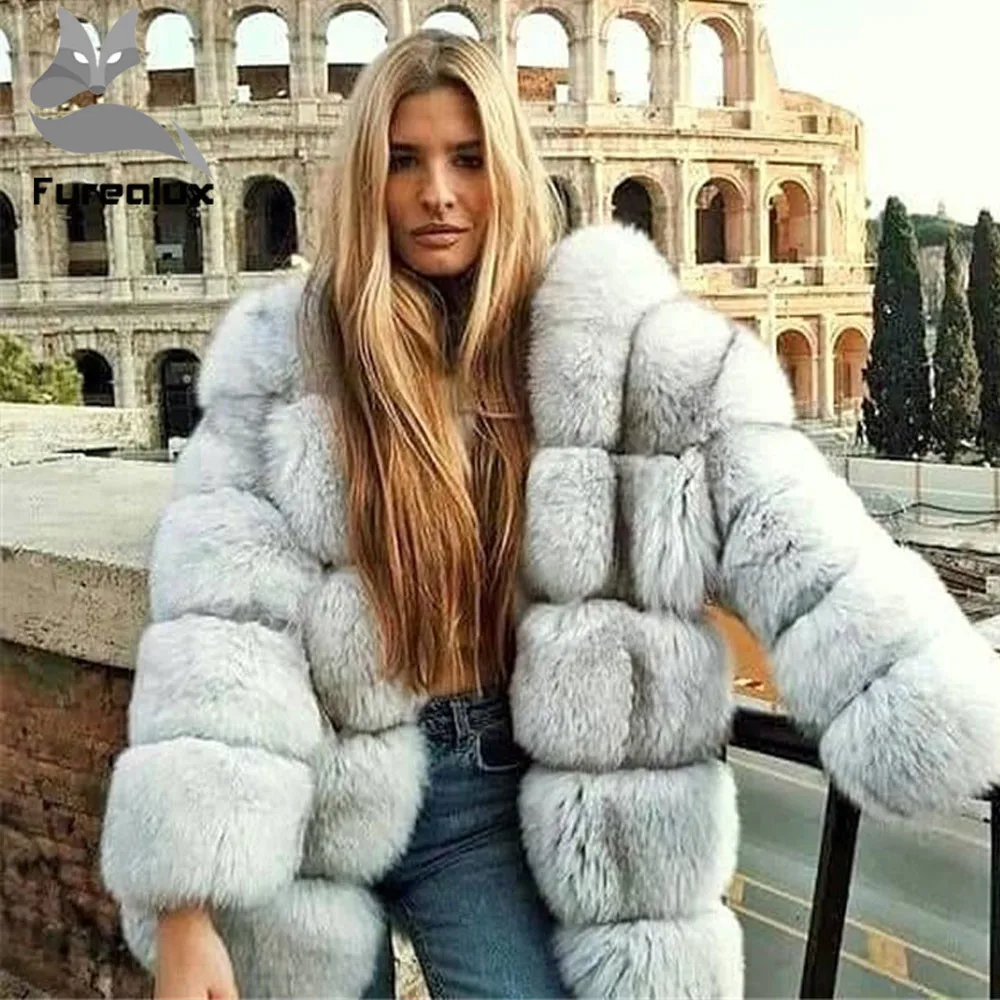 Шуба женская зимняя из натурального Лисьего меха с воротником-стойкой жакет шуба